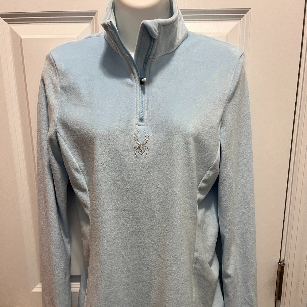 Spyder light blue medium fleece sweater jacket